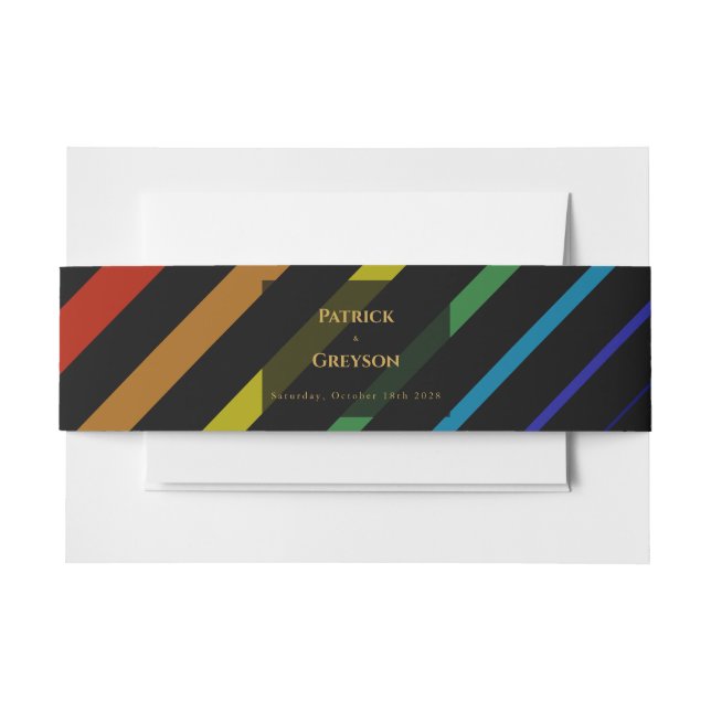 Cintas Para Invitaciones Gay Men Wedding Elegant Rainbow (Anverso Ejemplo)