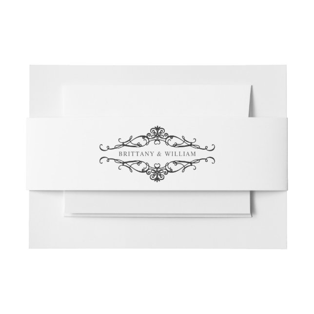 Cintas Para Invitaciones [GAZELLE] Elegante Boda monocromo blanco y negro (Anverso Ejemplo)