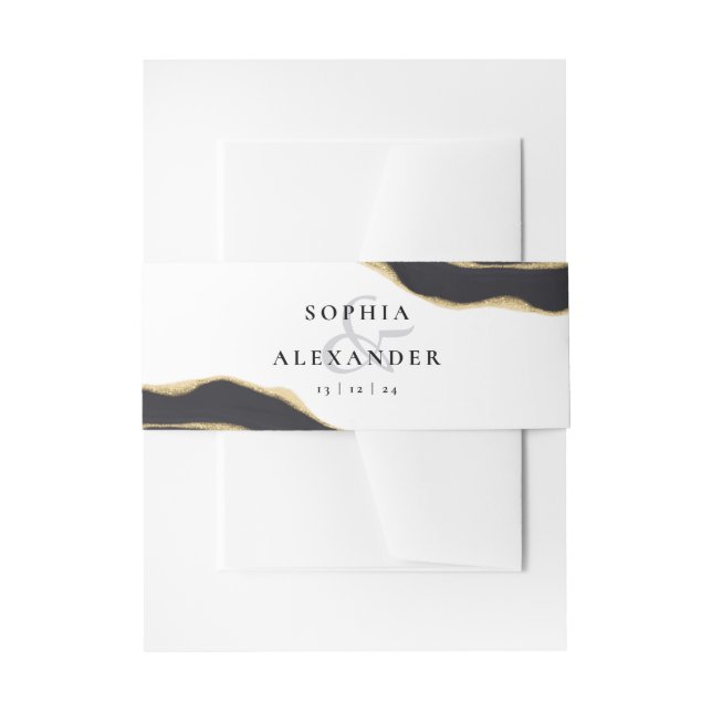 Cintas Para Invitaciones Gema de agre negro con oro (Anverso Ejemplo)