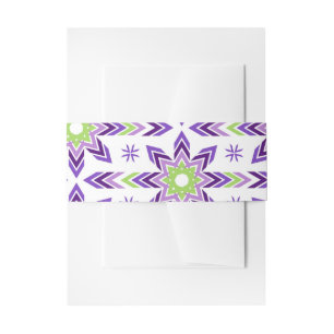 Cintas Para Invitaciones Geometric Shapes Mystic Ethnic Purple Green Stars