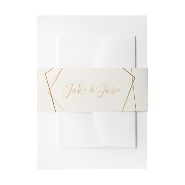 Cintas Para Invitaciones Geométrico de efecto dorado, nombra banda de la pa (Anverso Ejemplo)