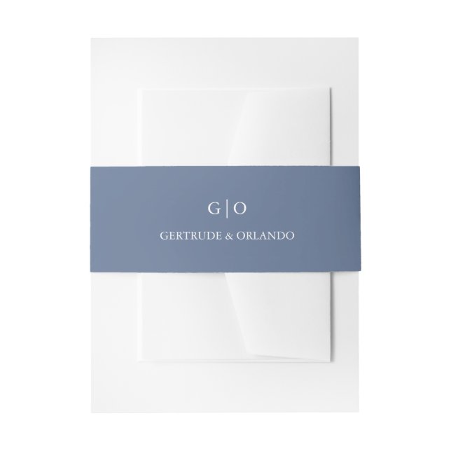 Cintas Para Invitaciones Gertrude Dusty Blue Classic Elegant Wedding (Anverso Ejemplo)