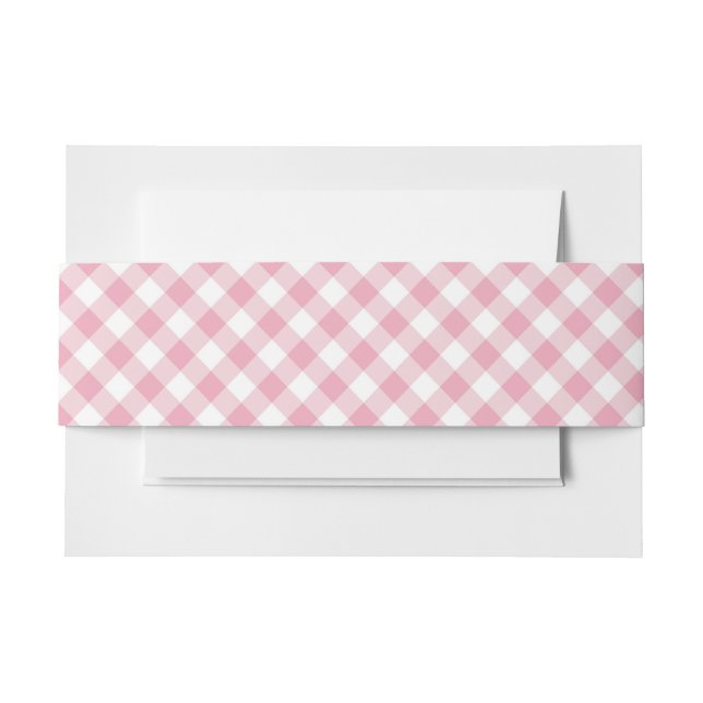 Cintas Para Invitaciones Gingham Rosa Blanco  (Anverso Ejemplo)