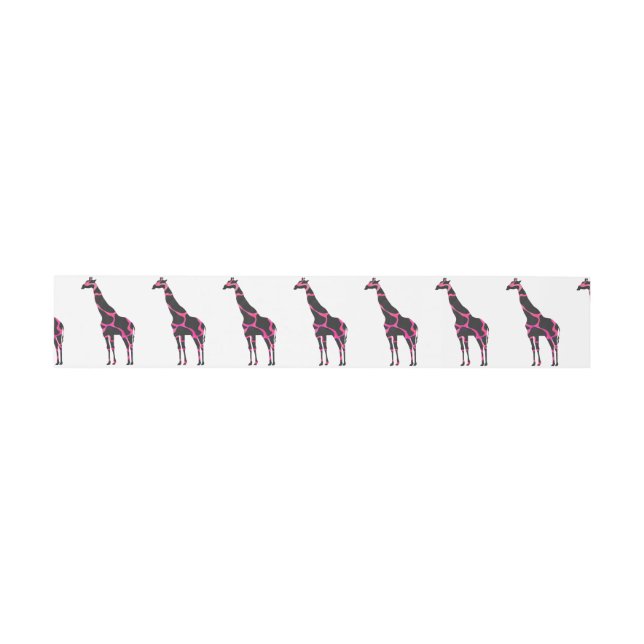 Cintas Para Invitaciones Giraffe Hot Pink and Black Silhouette (Superficie plana)