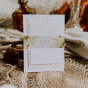 Cintas Para Invitaciones Girasol de color de agua mínimo ruso