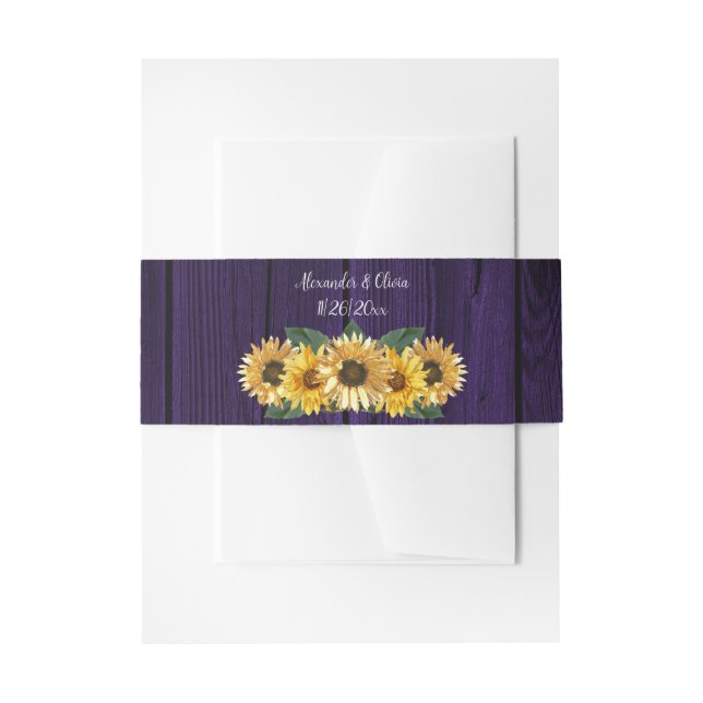 Cintas Para Invitaciones Girasol púrpura ruso (Anverso Ejemplo)