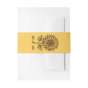 Cintas Para Invitaciones Girasol rústico de mostaza