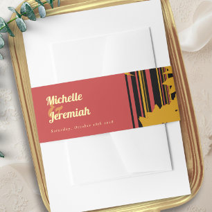 Cintas Para Invitaciones Girasol Verano Dorado Rojo Boda