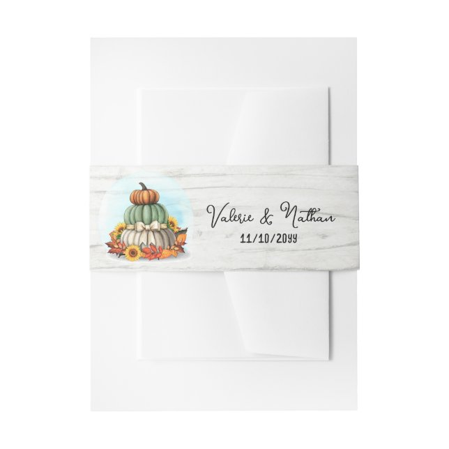 Cintas Para Invitaciones Girasoles Calabaza Rústico País Otoño Boda Agrícol (Anverso Ejemplo)