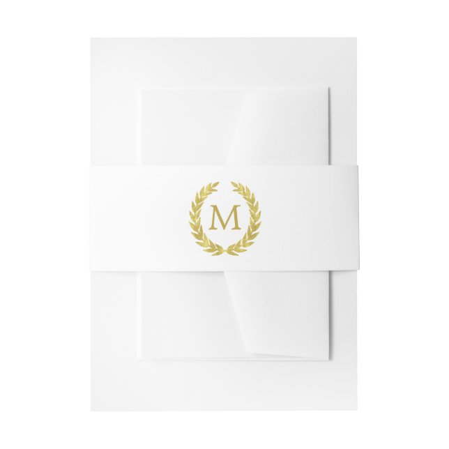 Cintas Para Invitaciones Glam Faux Relieve metalizado dorado Laurel Wreath  (Anverso Ejemplo)