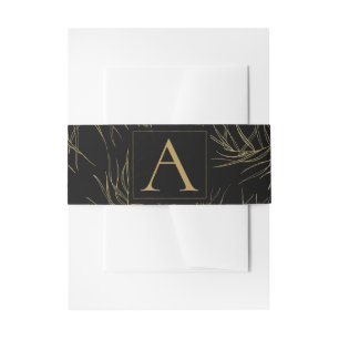 Cintas Para Invitaciones Glam Tropical Negro y Oro deja Boda