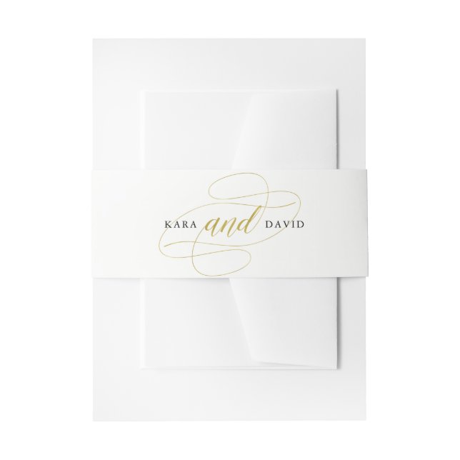 Cintas Para Invitaciones Glamoroso Boda Faux Gold Classic (Anverso Ejemplo)