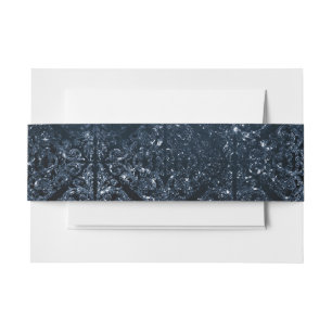 Cintas Para Invitaciones Glimmery Navy Grunge Damasco Azul Zafiro Oscuro