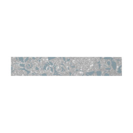 Cintas Para Invitaciones Glitter Blue Silver GlitterFloral