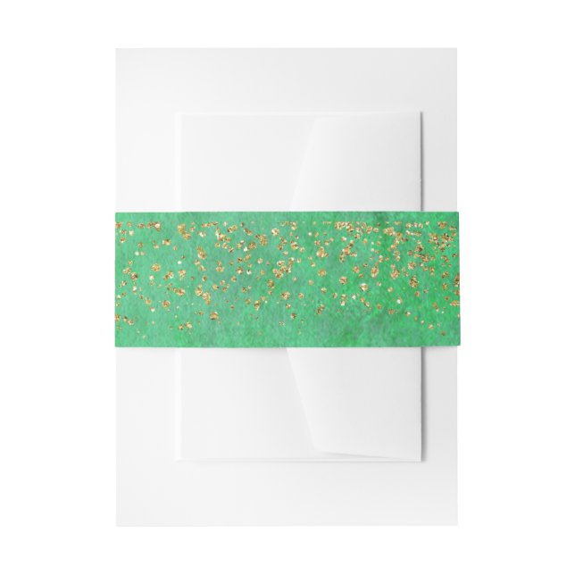 Cintas Para Invitaciones Glitz verde y dorado (Anverso Ejemplo)