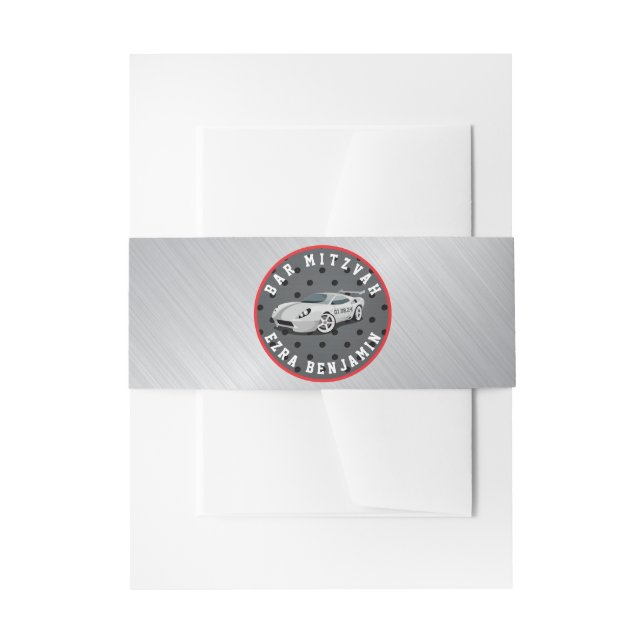 Cintas Para Invitaciones Go-Kart Race Car Carreras Bar Mitzvah (Anverso Ejemplo)