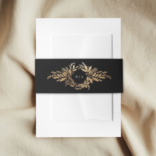 Cintas Para Invitaciones gold botanical wreath tuxedo monogram wedding (Subido por el creador)