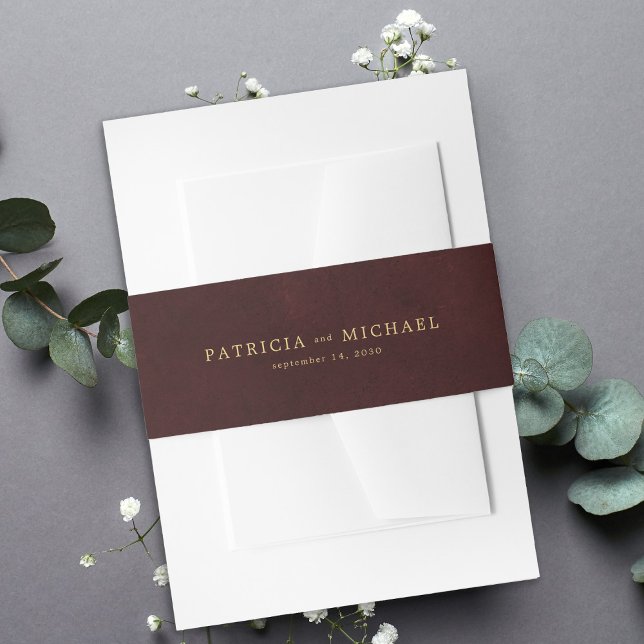 Cintas Para Invitaciones Gold burgundy elegant wedding invitation (Subido por el creador)