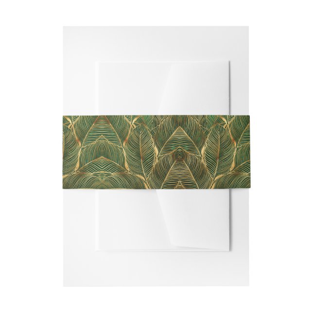 Cintas Para Invitaciones Gold Leaves Forest Green Elegant Pattern (Anverso Ejemplo)