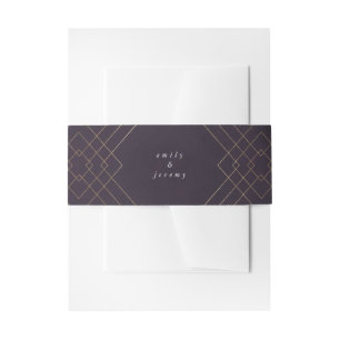 Cintas Para Invitaciones Gold Purple Elegance Diamond Geo Deco Boda