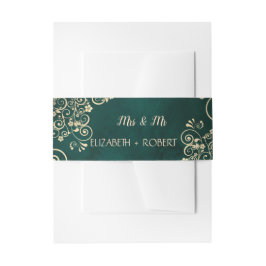 Cintas Para Invitaciones Gold Swirls Emerald Green Wedding 