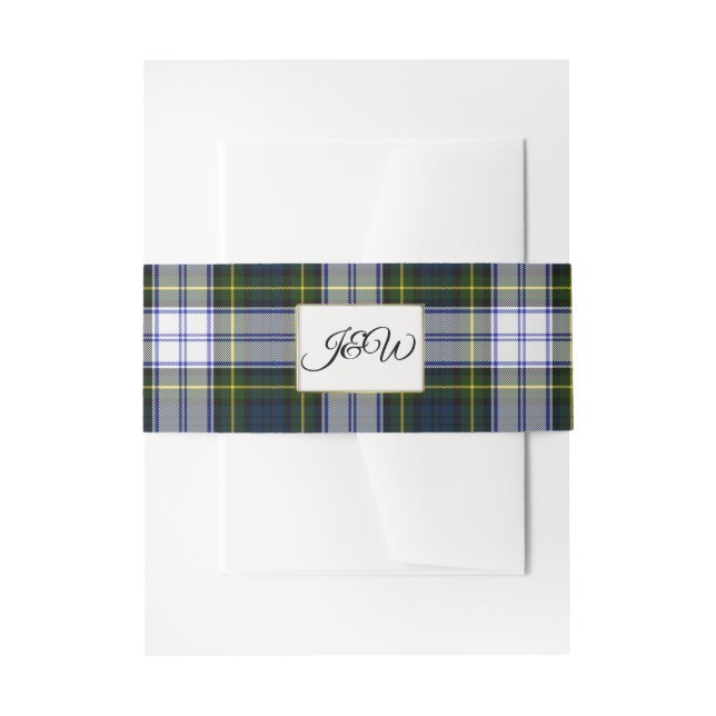 Cintas Para Invitaciones Gordon Dress Tartan Boda Belly Band (Anverso Ejemplo)