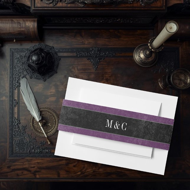 Cintas Para Invitaciones Gothic Raven Purple Darkly Ever After Wedding (Subido por el creador)