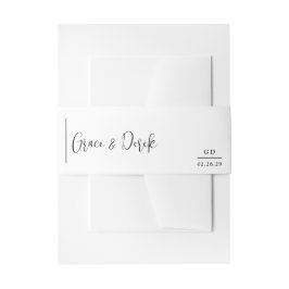 Cintas Para Invitaciones Grace Black and White Modern Boda