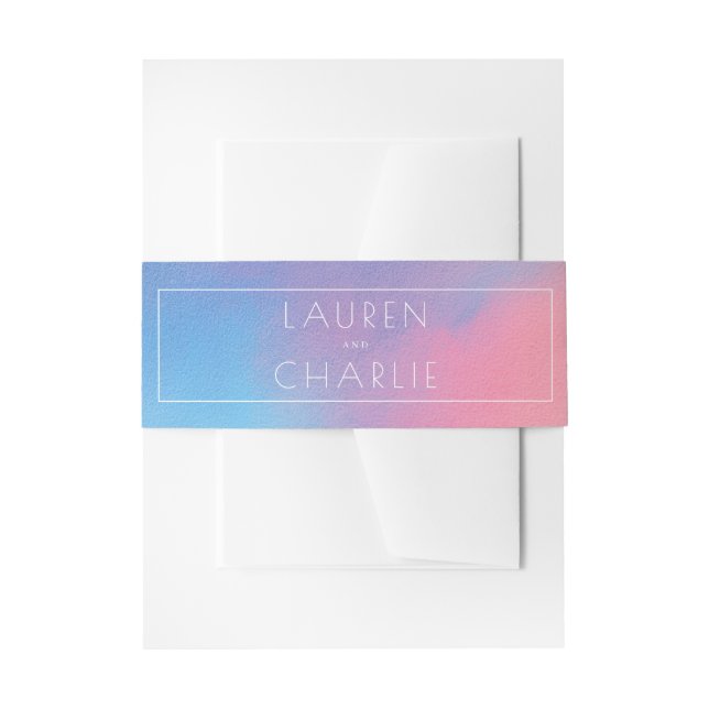 Cintas Para Invitaciones Gradiente Azul Rosa Sereno (Anverso Ejemplo)