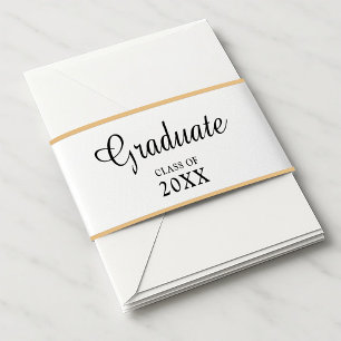 Cintas Para Invitaciones Grado de ley de caligrafía de guión de borde dorad