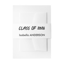 Cintas Para Invitaciones Graduación Moderna en Blanco y Negro