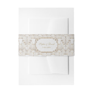 Cintas Para Invitaciones Gran Gatsby de Oro Blanco Boda Art Deco de los año