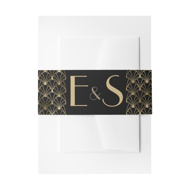 Cintas Para Invitaciones Gran Gatsby Monogramado art deco boda (Anverso Ejemplo)