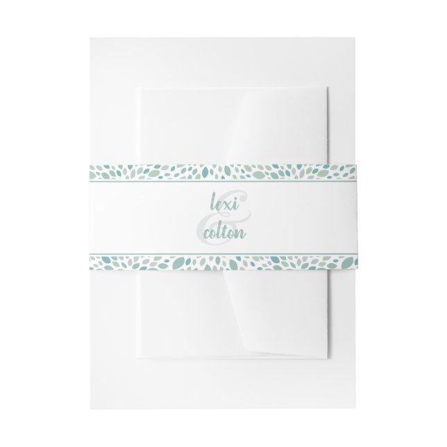 Cintas Para Invitaciones Green Abstract Floral Modern Seaside Boda (Anverso Ejemplo)