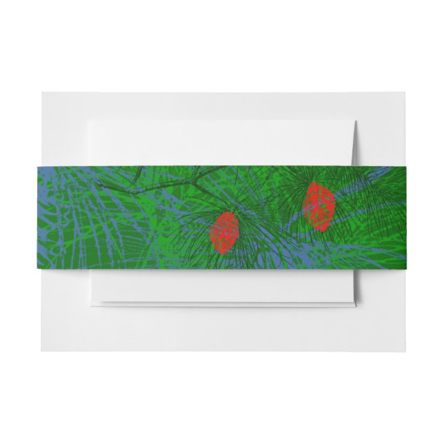 Cintas Para Invitaciones Green Blue Red Pine Cones Pattern (Anverso Ejemplo)