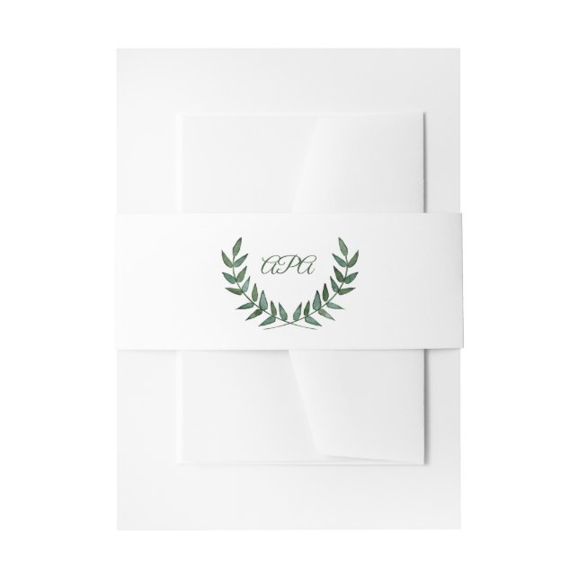 Cintas Para Invitaciones Green Branches Initials  (Anverso Ejemplo)