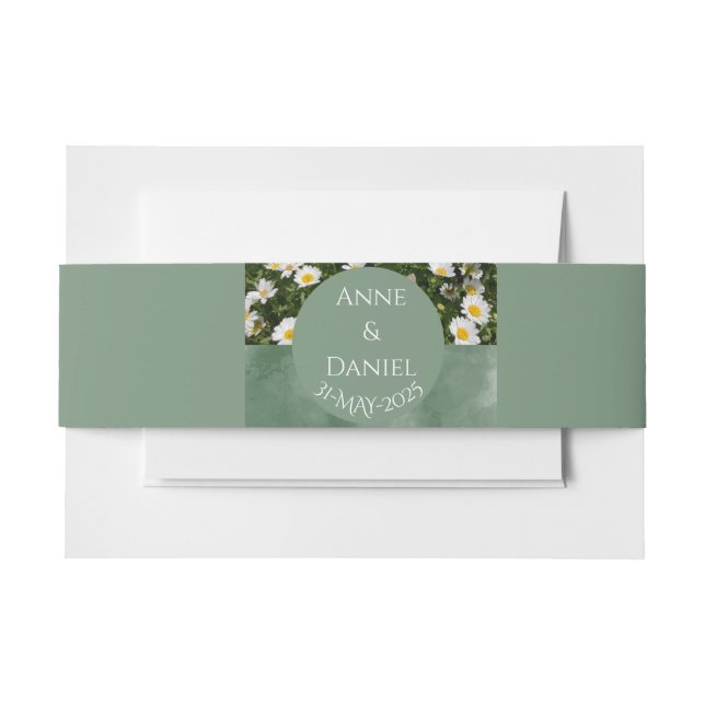 Cintas Para Invitaciones Green Daisy (Anverso Ejemplo)