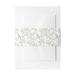 Cintas Para Invitaciones Green Floral and Birds Toile Invitation Belly Band