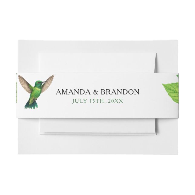 Cintas Para Invitaciones Green Hummingbird Leafy Botanical Border Wedding (Anverso Ejemplo)