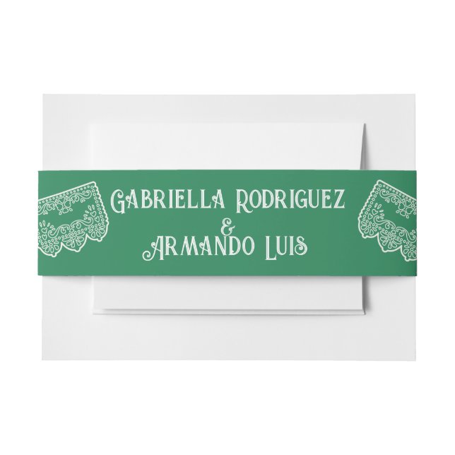 Cintas Para Invitaciones Green Modern Wedding Belly Band (Anverso Ejemplo)