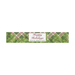 Cintas Para Invitaciones Green Red Plaid & Pine Branch Feliz Fiesta de vaca