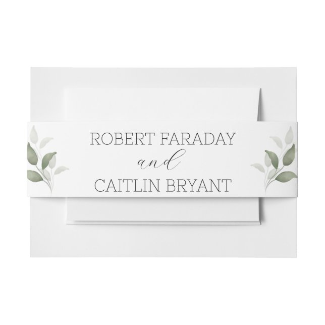 Cintas Para Invitaciones Greenery Boda moderno (Anverso Ejemplo)