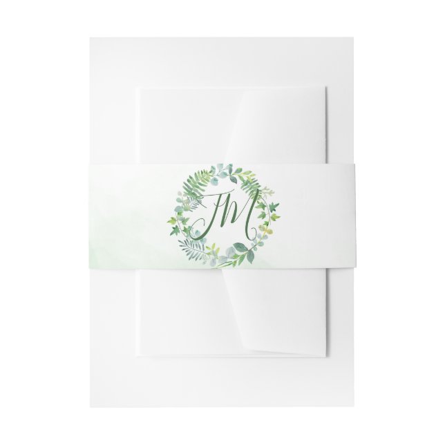 Cintas Para Invitaciones Greenery Foliage Wreath Boda (Anverso Ejemplo)