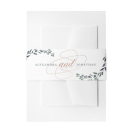 Cintas Para Invitaciones Greenery Geo | Rosa Boda de oro