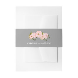 Cintas Para Invitaciones Gris | Boda de acuarela de Rubor Pink Peonies