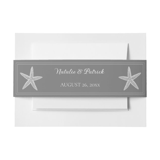 Cintas Para Invitaciones Gris Starfish (Anverso Ejemplo)