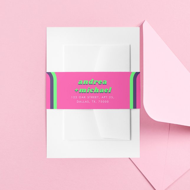 Cintas Para Invitaciones Groovy arcoiris rosado Verde azulado Lime 70 Retro (Subido por el creador)