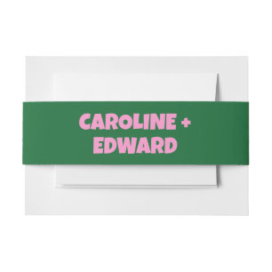 Cintas Para Invitaciones Groovy Bold Green Pink Red Funky Boda