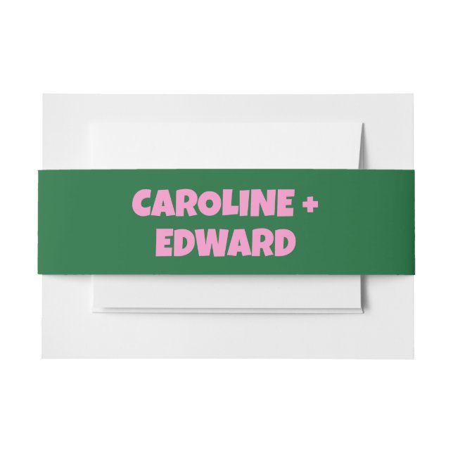 Cintas Para Invitaciones Groovy Bold Green Pink Red Funky Boda (Anverso Ejemplo)