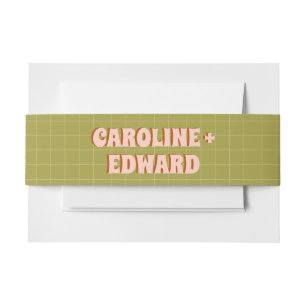 Cintas Para Invitaciones Groovy Bold Green Yellow Red Funky Boda